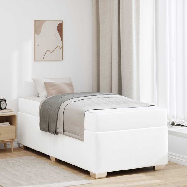 vidaXL Bettrahmen mit Matratze Weiß 100 x 200 cm Stoff 3399227