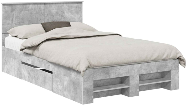 vidaXL Bettrahmen mit Kopfteil Beton Grau 120 x 200 cm Holzwerkstoff 3408777