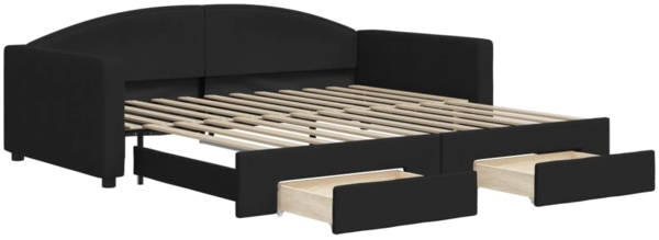 vidaXL Tagesbett Ausziehbar mit Schubladen Schwarz 100x200 cm Stoff 3197231