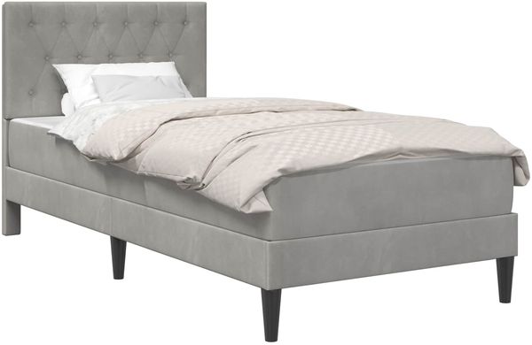 vidaXL Bettgestell mit Matratze Hellgrau 100 x 200 cm Samt 3415030 Bild 2