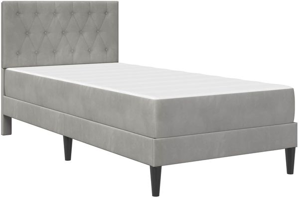vidaXL Bettgestell mit Matratze Hellgrau 100 x 200 cm Samt 3415030 Bild 3