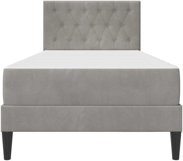 vidaXL Bettgestell mit Matratze Hellgrau 100 x 200 cm Samt 3415030 Bild 6