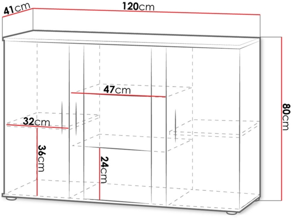 Kommode Soho S07 (Farbe: Schwarz / Schwarz Hochglanz, mit RGB LED Beleuchtung) Bild 4