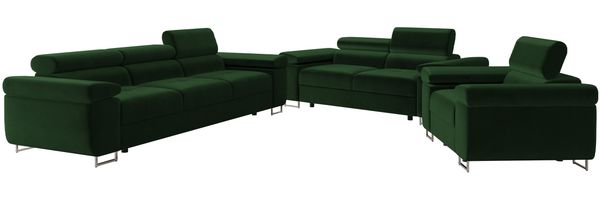 Sofa Set Torezio 3+2+1 mit Einstellbare Kopfstützen (Polo 889)