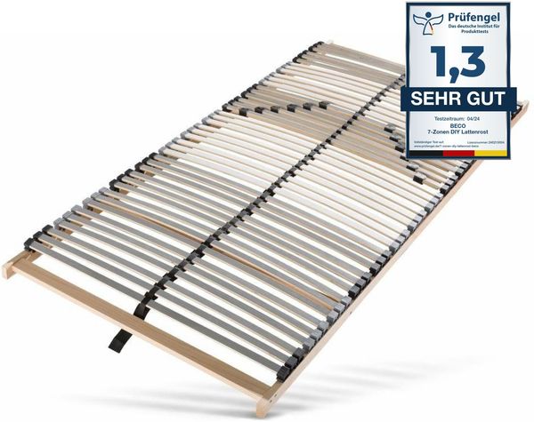 Lattenrost 90x200, Lattenrahmen aus Buche, 7 Komfortzonen, 42 Latten, Federholzrahmen Made in Germany, Lattenrost Selbstmontage, Traglast 150Kg