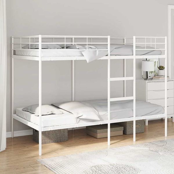 vidaXL Etagenbett ohne Matratze Weiß 100x200 cm Stahl 42000331