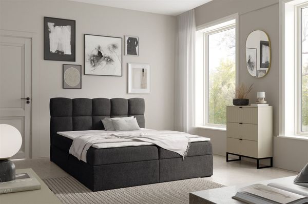 Boxspringbett Schlafzimmerbett PAROZO 180x200cm Stoff Coral Schwarz