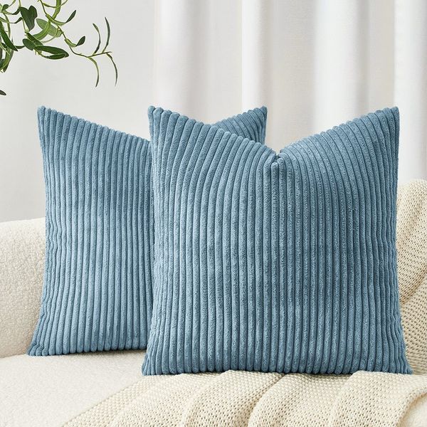 Topfinel Kissenbezug gestreiftes Muster,2er Set Kissenhülle Dekokissen Kissenbezug, Kordsamt 40x40 Sofakissen Couchkissen Zierkissenbezug Dekokissen