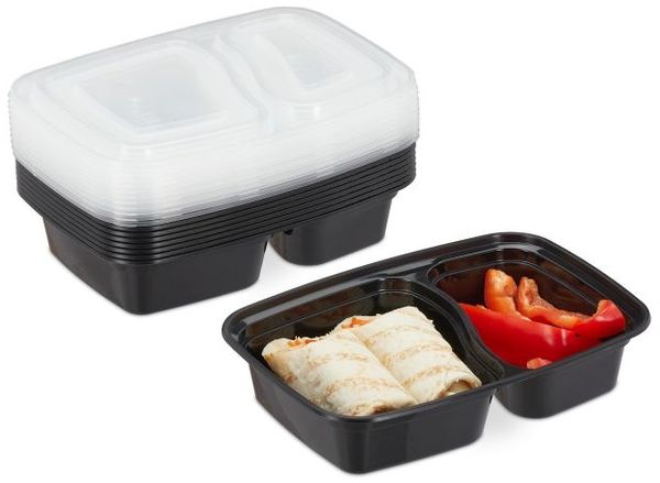 Relaxdays 10er Set Meal Prep Boxen 2 Fächer
