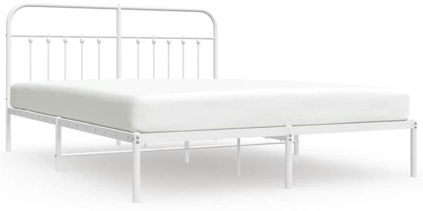 Doppelbett, Bettgestell Modernen mit Kopfteil Metall Weiß 160x200 cm d753e