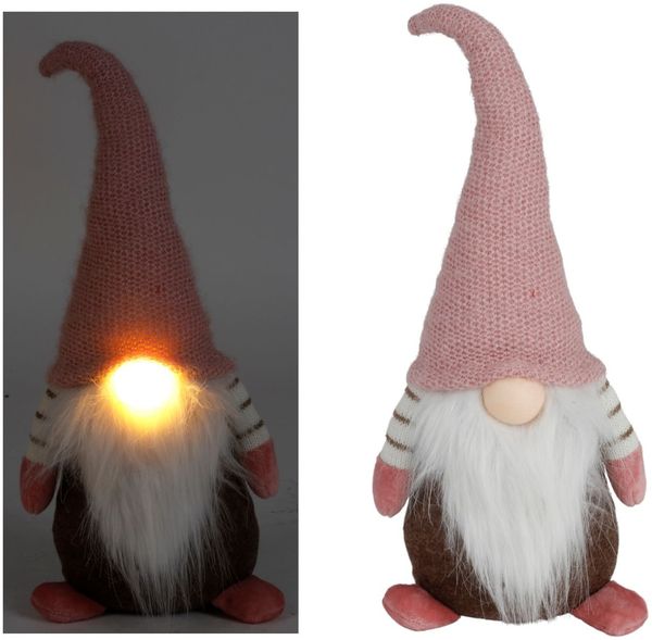 Weihnachtswichtel mit leuchtender Nase 40cm Zipfelmütze Türstopper Hingucker