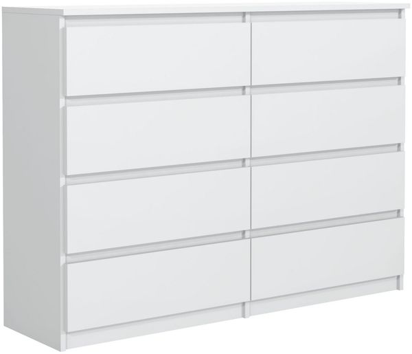 MAGOWA Schubkastenkommode Kommode 140 cm – moderne Kommode mit 8 Schubladen mit extra Stauraum (Vielseitig einsetzbar), Breite 138,5 cm - Höhe 101,5 cm - Tiefe 39 cm