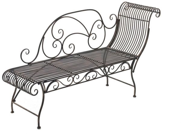 Gartenbank SIZON - Metall Bronze 156x46x78 cm | Gartenliege Metall Sonnenliege Antik Vintage Gartenstuhl Lang 1 Sitzer