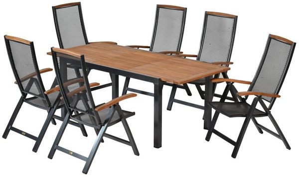 Tilos Set 7tlg, Klappsessel & 180 (250) x 100 cm