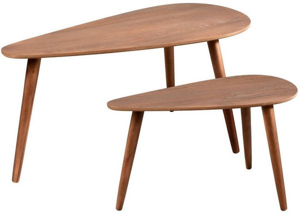 Home&Styling 2-tlg. Beistelltisch-Set Tropfen-Form Dunkles Walnussholz
