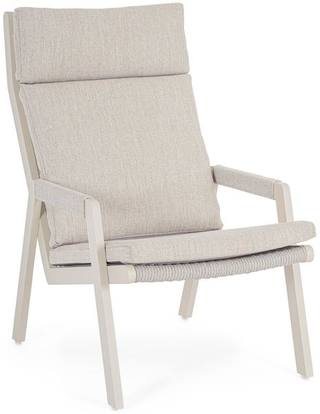 Gartensessel Yerma aus Aluminium, modern gepolstert, beige Morny, abnehmbare Kissen, outdoor