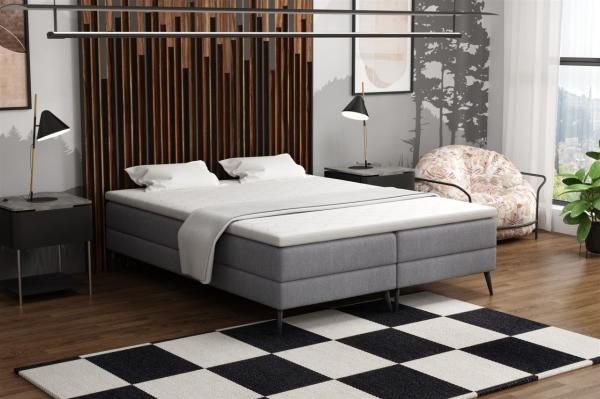 Boxspringbett Schlafzimmerbett BREST 180x200cm Stoff Soro Grau Bild 1
