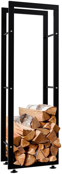 Kaminholzregal innen Metall SATLO - für Feuerholz Brennholzregal innen Kaminholzständer Kaminholzhalter Feuerholzregal InnenSchwarz, 25x40x125cm