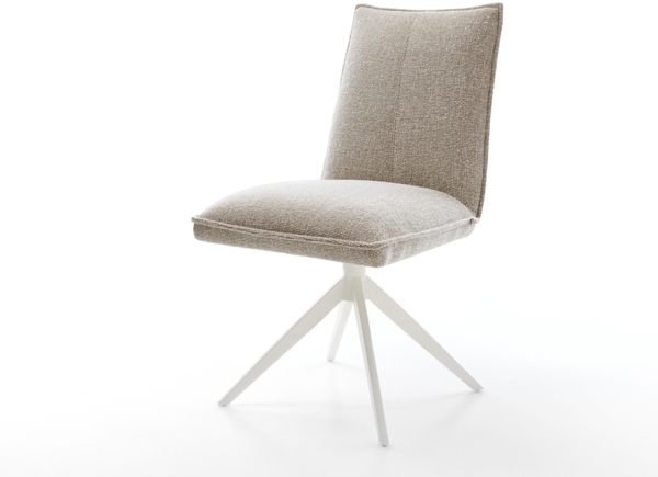 Drehstuhl Lelio-Flex Webstoff Soft Beige Kreuzgestell breit Weiß 360° drehbar Wippfunktion Taschenfederkern