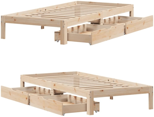 vidaXL Massivholzbett mit Schubladen 75x190 cm Kiefer 3301932 Bild 8