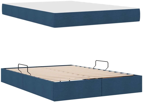 vidaXL Aufbewahrungsbett mit Matratze Blau 140x200 cm Polyester 3399669 Bild 7