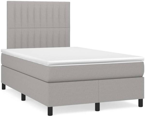 vidaXL Boxspringbett mit Matratze & LED Hellgrau 120x190 cm Stoff 3270211