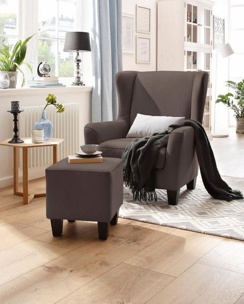 Home affaire Ohrensessel Chilly, Sessel mit Hocker und Federkern-Polsterung, (Set, 2-St, bestehend aus Sessel und Hocker), in Cord und Microfaser-Bezug, Unser Dauertiefpreis