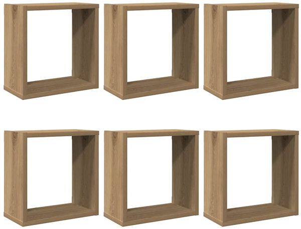 Würfel-Wandregale, Hängeregale 6 Stk. Artisan-Eiche 30x15x30 Holzwerkstoff de7998