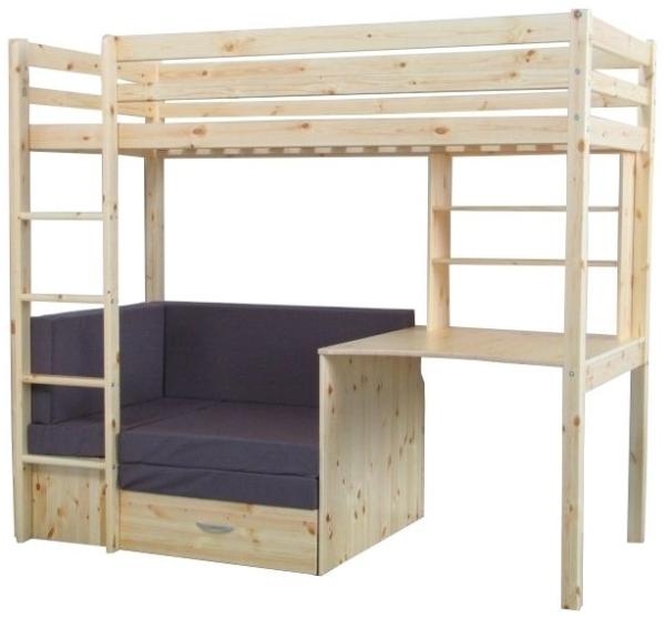Thuka Hochbett 90x200 Kiefer massiv Bett Kinderbett Gästebett Schreibtisch
