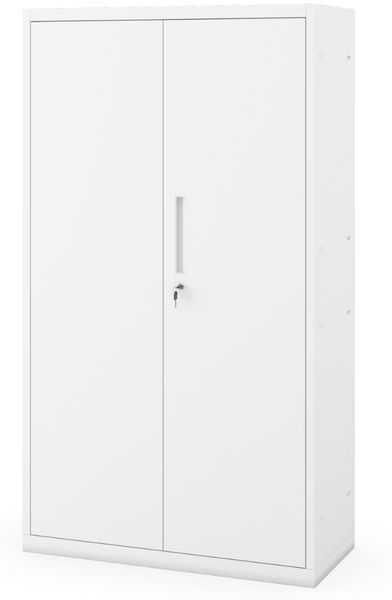 Metallschrank mit Sockel MEGAN - 160x90x40cm Weiß | Büroschrank Aktenschrank Stahlschrank Fachbodenschrank Werkstattschrank