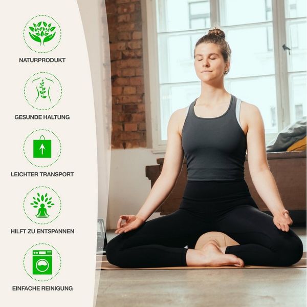 BACKLAxx® Meditationskissen Rund, H: 15cm im Set (inkl. gratis Videokurs), unifarben