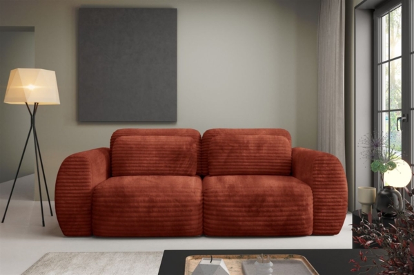 Sofa 2-Sitzer mit Schlaffunktion SIMONE in Stoff Ambience Terracotta