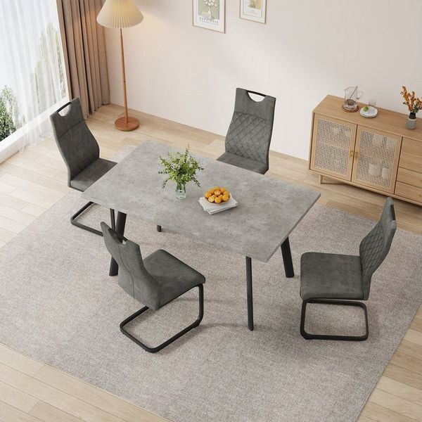 Jiexi Essgruppe Tisch- und Stuhlset, Moderner Esstisch (120×73×76 cm) mit 4–6 Stühlen