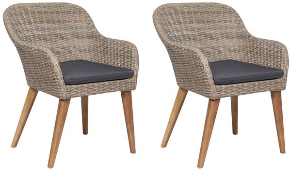 vidaXL Gartenstühle mit Polstern 2 Stk. Poly Rattan Braun 44156