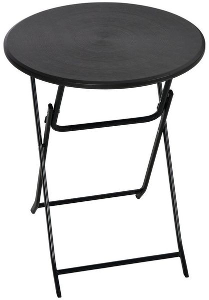 MC Star Klapptisch Ø60 cm Garten-Esstisch mit dekorativer Holzoptik (für Balkon Terrasse dunkelgrau)