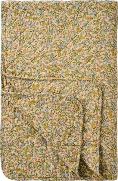 Ib Laursen Decke Quilt Tagesdecke 180x130cm Gelb Blau Rosa Blumen 07937-00