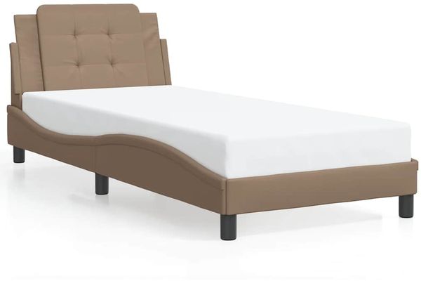 Einzelbettgestell Design für Erwachsene ohne Matratze Cappuccino-Braun 90x200 cm Kunstleder d4240e
