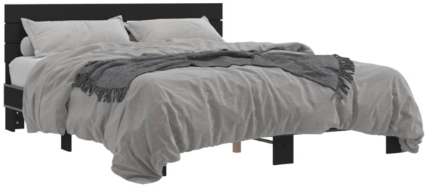 vidaXL Bettgestell Schwarz 150x200 cm Holzwerkstoff und Metall 3280142 Bild 1