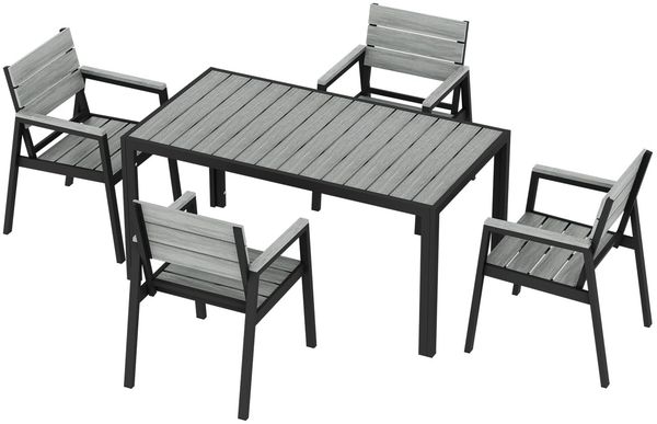 JUMMICO Gartenmöbel Set aus mit Holzoptik, Wetterfestes Terrassenmöbel in 150cm oder 189cm für 6-8 Personen, Stabiles Set für Balkon und Garten