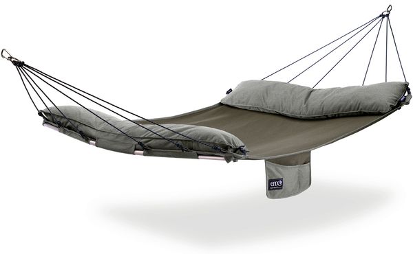 ENO Doppel-Stabhängematte SuperNest Pebble, superleicht, wetterfest, Grau / Silber, 240x140 cm