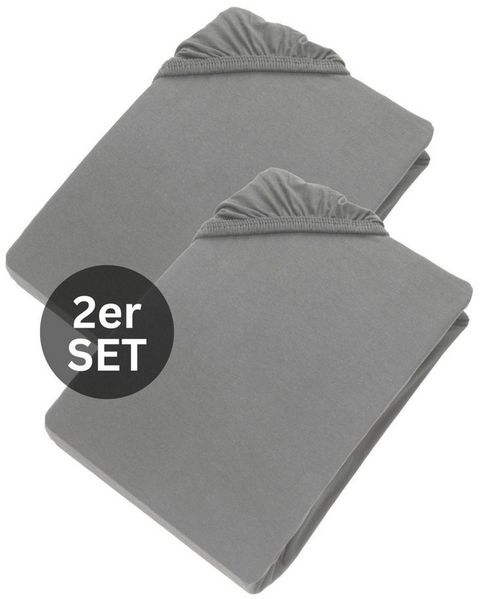 SCHÖNER WOHNEN-Kollektion Spannbettlaken BASIC Spannbettlaken, Mischgewebe, Gummizug: rundum, (2 Stück), 100 x 200 cm - 2er Set in Grau
