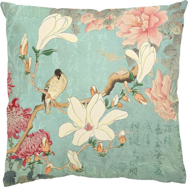 Bilderdepot24 Dekokissen drinnen Kissenhülle/ Sofakissen/ Zierkissen Kissenhülle türkis Blumen, Bezug mit / ohne Füllung Zierkissen Outdoor Sofa Bett