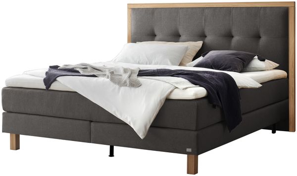 Solara Boxspringbett grau Eiche MassivholzPolyester/Polyamid/Viskose 206cm x 168cm x 125cm