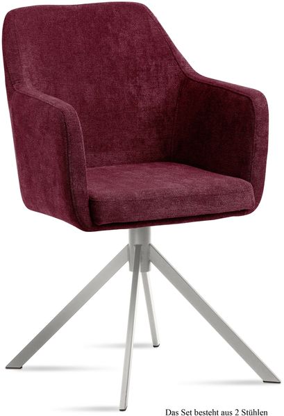 Armlehnstuhl (2er-Set) Dorrie 57x87x60 Edelstahl/Marsala