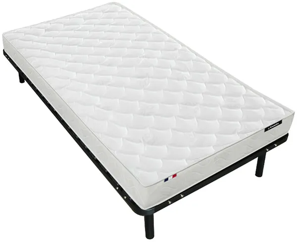Vente-unique - ZEUS Mattress and bed base set MetallStoffStoff Schwarz - B 90 cm88 cm3,8 cm x H 15 cm5 cm25 cm x L 200 cm198 cm3,8 cm
