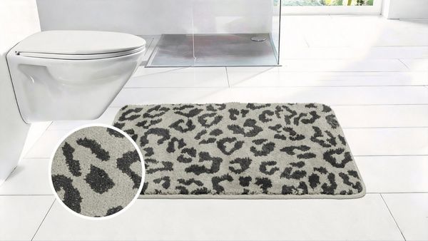OTTO home Badematte Anna Leo, Badvorleger, Badezimmer Teppich, Duschvorleger, Höhe 15 mm, rutschhemmend beschichtet, schnell trocknend, fußbodenheizungsgeeignet, Polyester, rechteckig, mit Animal Print, modernes Muster, Leo, weich