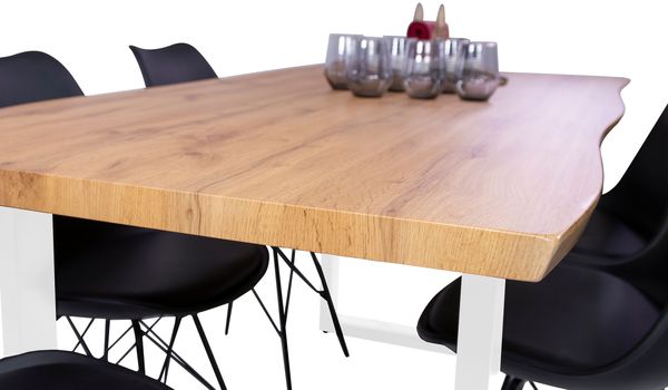 Esstisch Baumkante Holz-Optik Wildeiche 180 x 90 U-Gestell weiß JOSY 142463989 Bild 3
