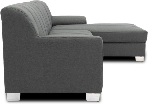DOMO. collection Ecksofa Capri, Sofa in L-Form mit Schlaffunktion und Füßen aus Chrom, Schlafsofa, Eckcouch, Polsterecke, Couch 239 x 152 x 75 cm (BxTxH), grau Bild 4