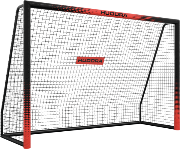 Hudora 'Pro Tect 240 Advanced' Fußballtor, Stahlrohrrahmen mit EPE-Schaumstoff ummantelt, Schwarz / Rot, 240x160 cm