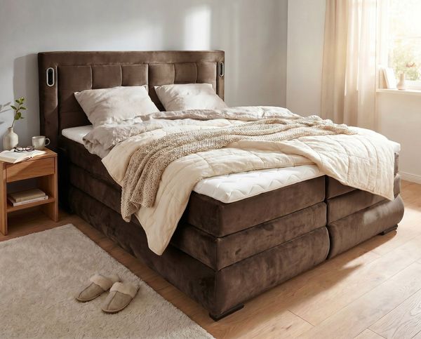 OTTO home Boxspringbett MIVVA inkl. Bettkasten & Topper, Komfortliegehöhe: 67cm, Breite: 180cm, in H3, H4 oder Hmix H3/H4, wahlweise mit oder ohne LED-Leuchten